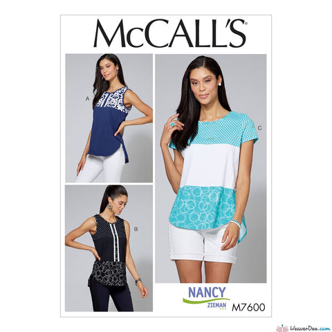 McCall's Pattern M7600 Misses'/Women's Pullover Tops with Contrast & Sleeve Variations