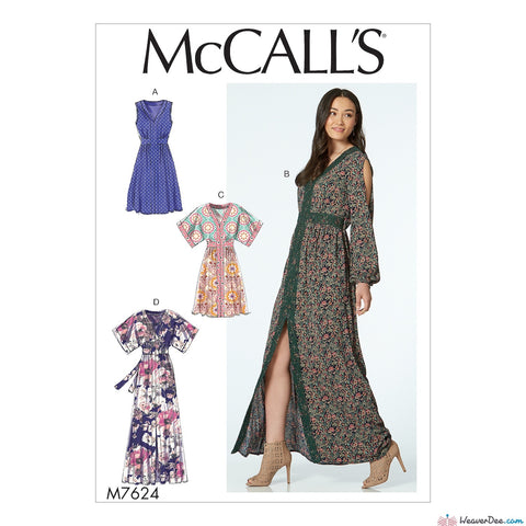 McCall's Pattern M7624 Misses' Banded Dresses with Sleeve & Length Options