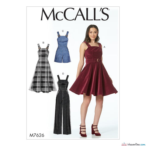 McCall's Pattern M7626 Misses' Dresses, Belt, Romper & Jumpsuit with Pockets