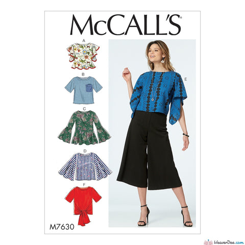 McCall's Pattern M7630 Misses' Tops with Sleeve & Hem Variations