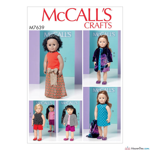 McCall's Pattern M7639 Clothes for 18" Dolls
