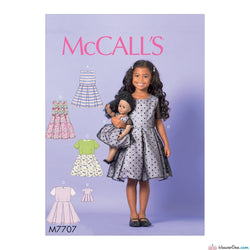 McCall's Pattern M7707 Children's/Girls' Dresses + 18" Doll Dress