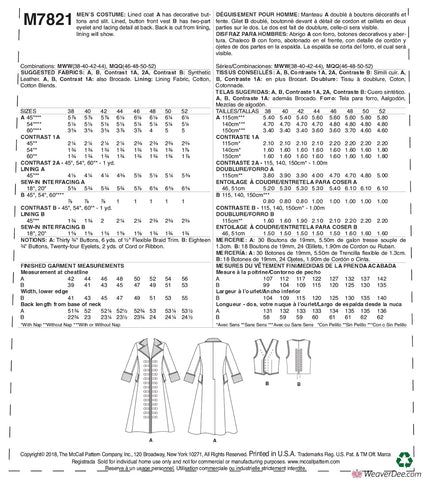 McCall's Pattern: M7821 Men's Trench Coat Costume – WeaverDee.com