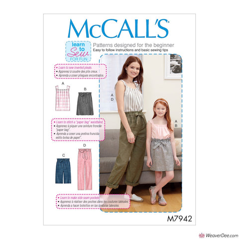 McCall's Pattern M7942 Misses' & Childs' Top, Skirt, Shorts & Trousers