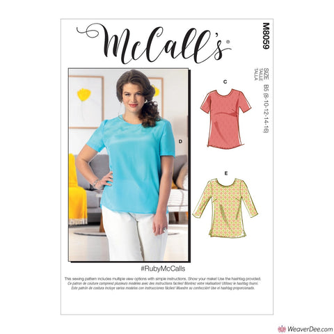 McCall's Pattern M8059 Misses'/Women's Pullover Tops & Tunics #RubyMcCalls