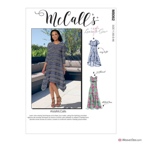 McCall's Pattern M8062 Misses' Straight, Handkerchief, or High-Low Hem Dresses #IslaMcCalls