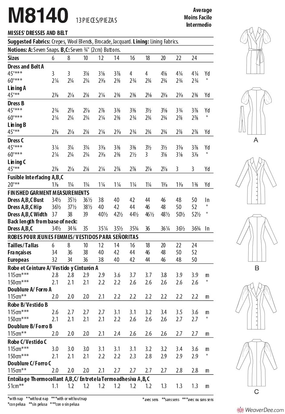 McCall's Pattern M8140 Misses' Dress & Belt #ParkerMcCalls – WeaverDee.com