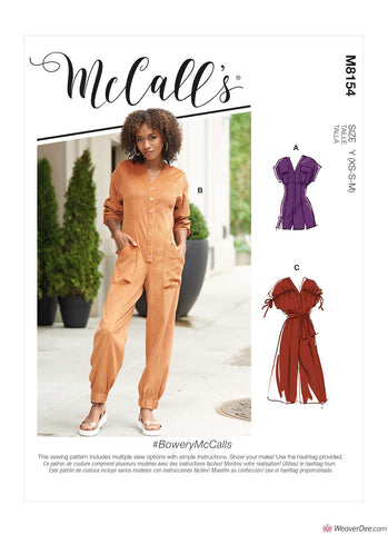 McCall's Pattern M8154 Misses' Rompers, Jumpsuits & Belt #BoweryMcCalls