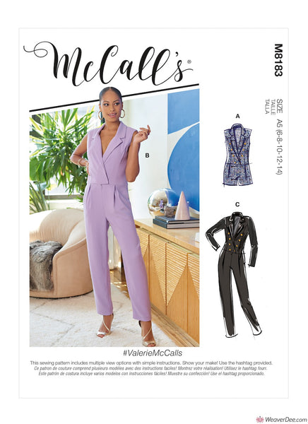 McCall's Pattern M8183 Misses' Jumpsuits #ValerieMcCalls – WeaverDee.com