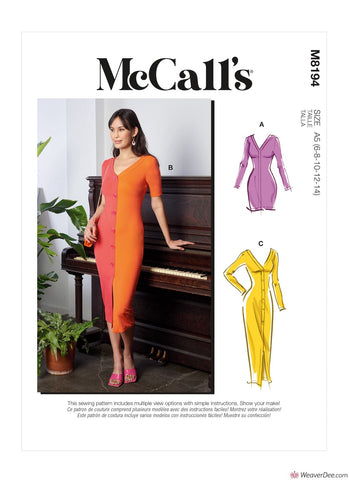 McCall's Pattern M8194 Misses' Bodycon Dresses