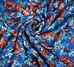 Crinkle Georgette Fabric - Marissa Floral Teal