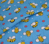 Polycotton Fabric - Mr Bumble / Blue