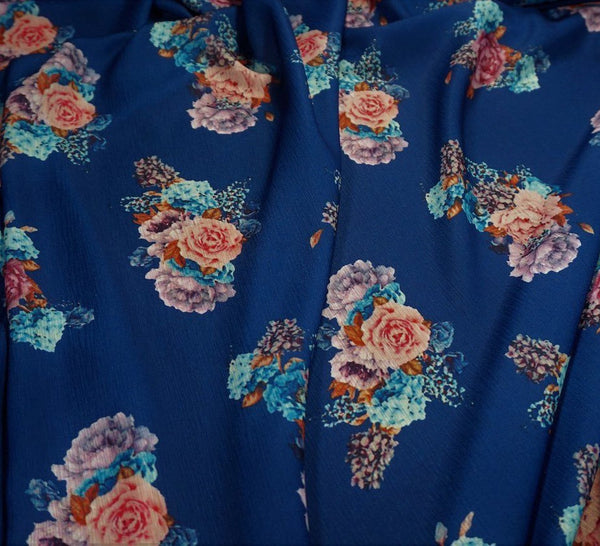 Scented Crinkle Georgette Royal Blue Fabric – WeaverDee.com