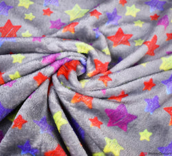 Plush Cuddle Fleece - Neon Stars Silver