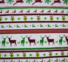 Polycotton Fabric - Christmas Nordic Stripe (Green / Red)