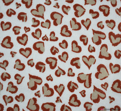 Double Gauze Cotton Fabric - Painted Hearts White