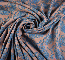 Paisley Leaf Mocha Viscose Fabric