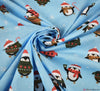 Polycotton Fabric - Christmas Penguin Club - Sky Blue