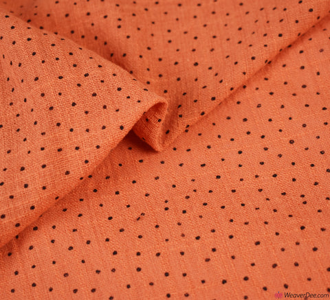 Washed Slub Cotton Fabric - Pinspot Pumpkin