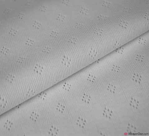 Knitted Pointelle Cotton Jersey Fabric - White