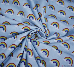 Little Johnny Digital Print Cotton Fabric - Rainbow Clouds