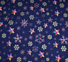 Christmas Metallic Cotton Fabric - Rainbow Snowflake Navy