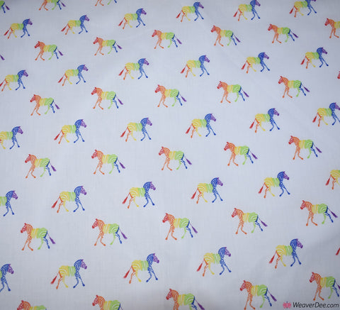 Premier Print Polycotton Fabric - Zebra Rainbow