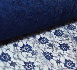 Raschel Navy Blue Lace Fabric