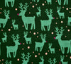 Rose & Hubble Cotton Fabric - Red Nose Reindeer - Bottle Green