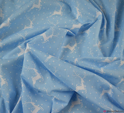 Polycotton Fabric - Reindeer & Stars Blue