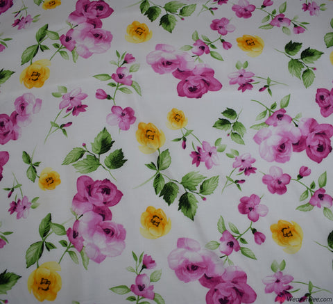 Rose Drift Viscose Fabric - Ivory