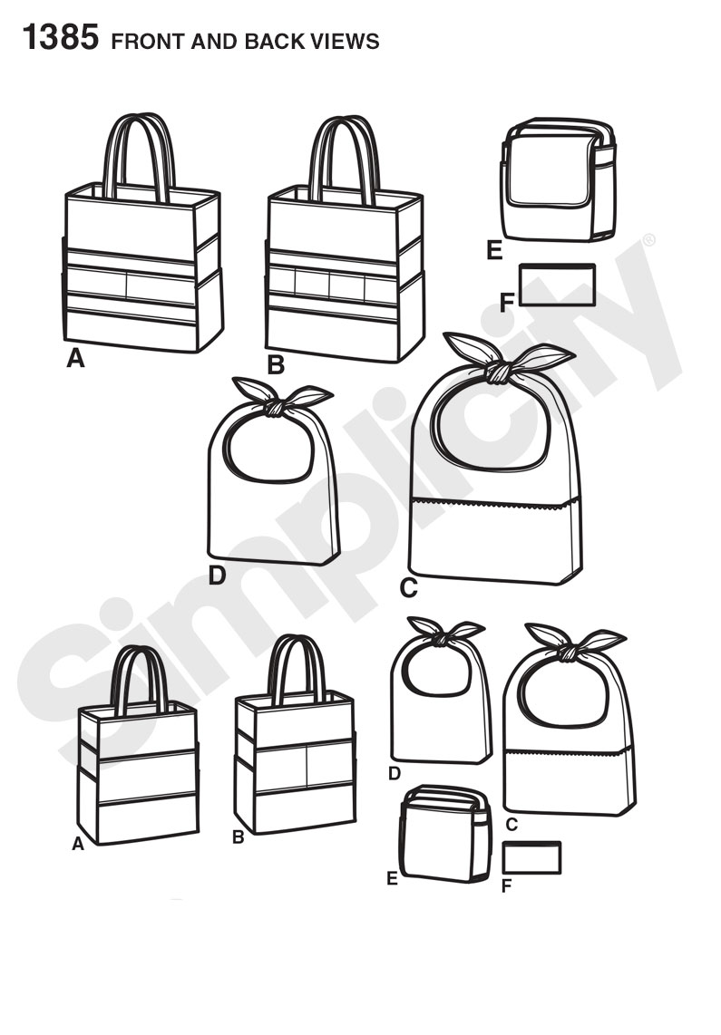 Simplicity Pattern 1385 Art Caddies Lunch Bags Snack Bag