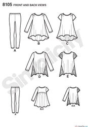 Simplicity - S8105 Child's & Girls' Knit Tunics & Leggings - WeaverDee.com Sewing & Crafts - 1