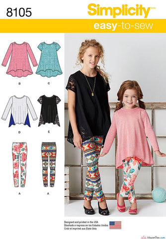 Simplicity - S8105 Child's & Girls' Knit Tunics & Leggings - WeaverDee.com Sewing & Crafts - 1