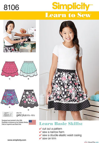 Simplicity - S8106 Learn To Sew Skirts for Girls & Girls Plus - WeaverDee.com Sewing & Crafts - 1