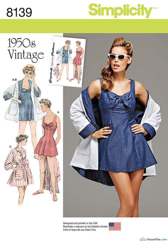 Simplicity - S8139 Misses' Vintage Bathing Dress & Beach Coat - WeaverDee.com Sewing & Crafts - 1