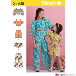 Simplicity Pattern S8936 Children's / Girl's Tops, Pants & Shorts