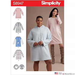 Simplicity Pattern S8947 Misses' Knit Sweatshirt Mini Dresses