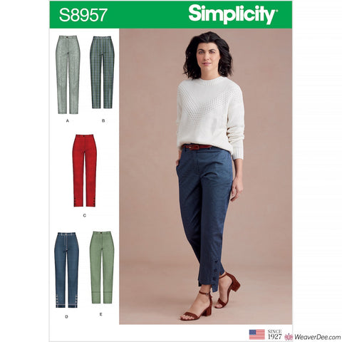Simplicity Pattern S8957 Misses' Slim Leg Trousers with Variations