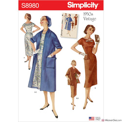 Simplicity Pattern S8980 Misses' Vintage 1950s Dresses & Lined Coats