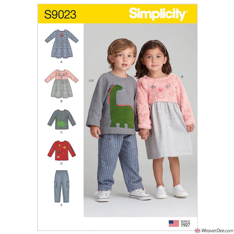 Simplicity Pattern S9023 Toddlers' Dresses, Top & Pants