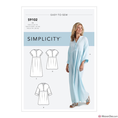 Simplicity Pattern S9102 Misses' Caftan & Dresses