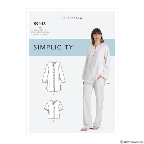 Simplicity Pattern S9113 Misses' Tunic, Top & Pull On Pants