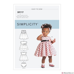 Simplicity Pattern S9117 Babies' Dresses, Panties & Headband