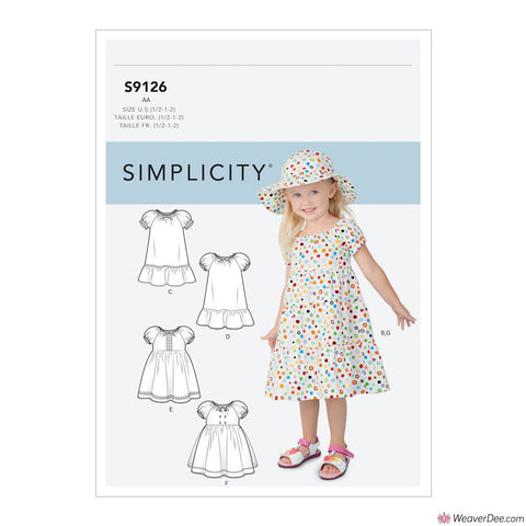 Simplicity Pattern S9126 Toddlers' Dresses & Hat