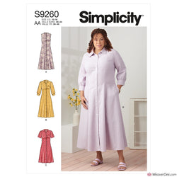 Simplicity Pattern S9260 Misses' & Women's Button Front Dresses
