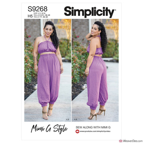 Simplicity Pattern S9268 Misses' Bra Top & Gathered Pants