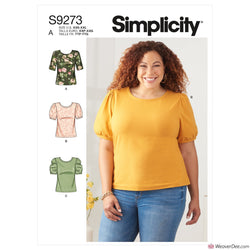 Simplicity Pattern S9273 Misses' Knit Tops With Scoop Neck & Sleeve Variations