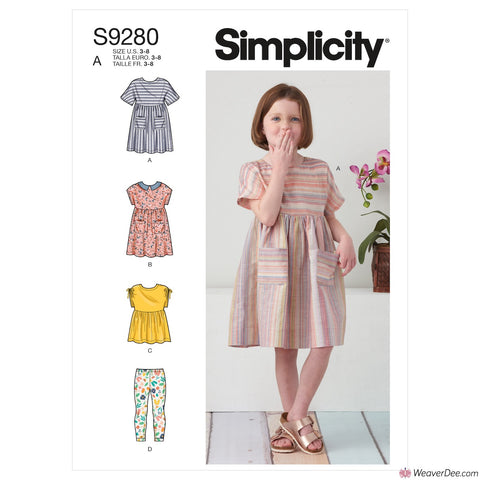 Simplicity Pattern S9280 Children's Dresses, Top & Leggings