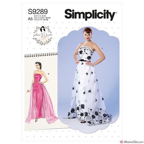 Simplicity Pattern S9289 Misses' Strapless Dress, Detachable Train & Belt